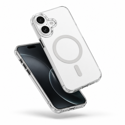 Premium White Protective Phone Case for Apple iPhone 17, clear smartphone case, durable mobile cover, MagSafe compatible phone cover, and anti-yellowing design