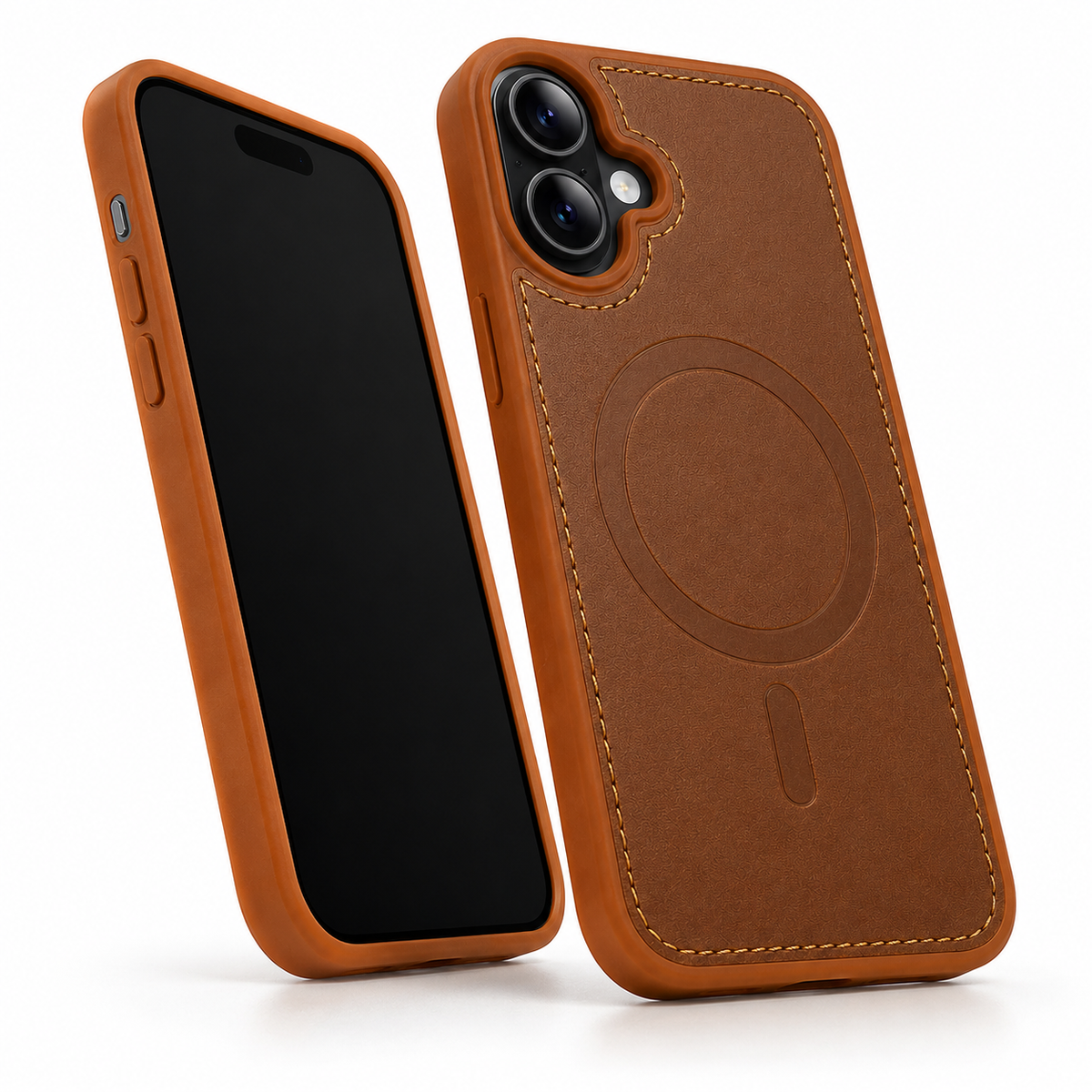 Shockproof MagSafe Phone Case for Apple iPhone 16 Premium Saddle Brown Protective Mobile Cover