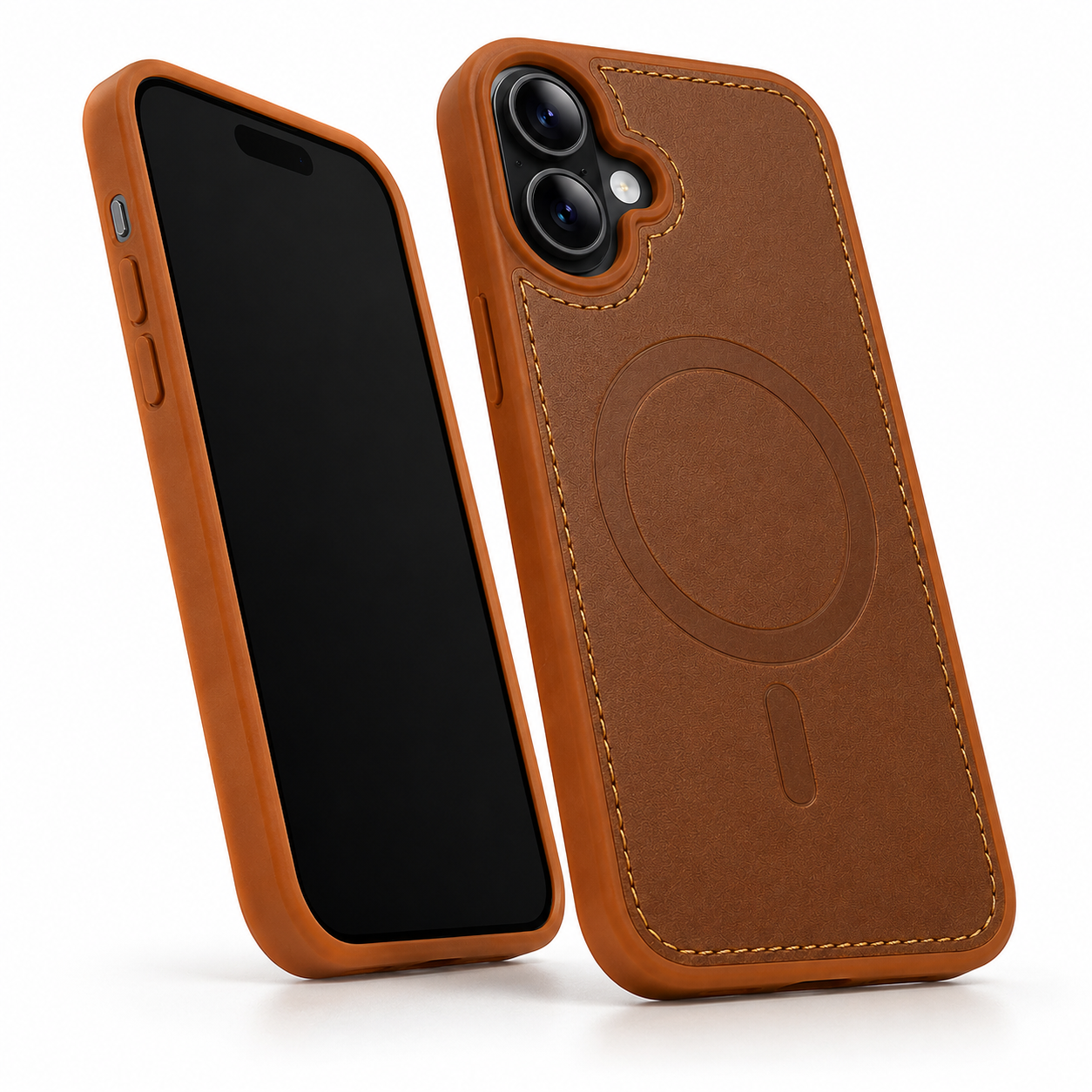 Shockproof MagSafe Phone Case for Apple iPhone 16 Premium Saddle Brown Protective Mobile Cover