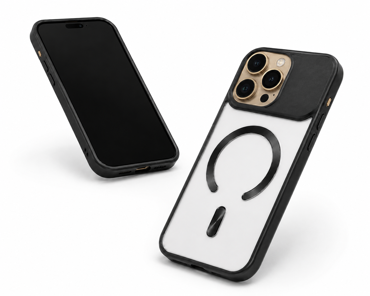 Designer black mobile cover with raised camera protection for iPhone 12