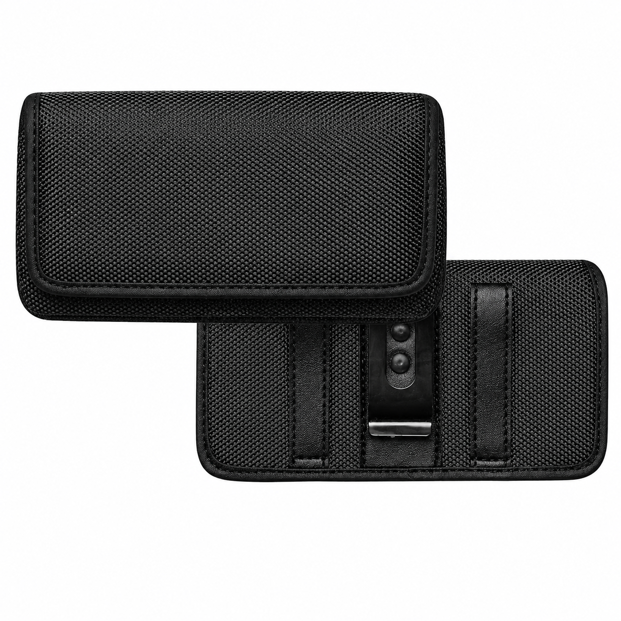 Black Belt Horizontal Pouch for Apple iPhone 17 Pro Max with Card Slot & Metal Clip