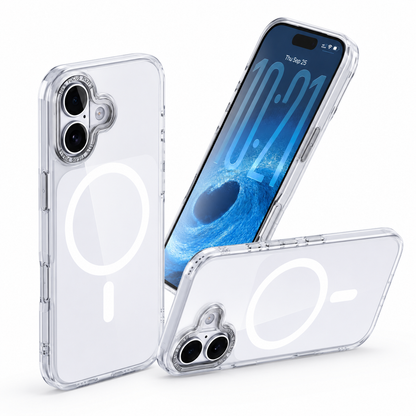 White MagSafe Crystal Shell Case Apple iPhone 16, Clear Mobile Cover, Premium Protective Phone Case