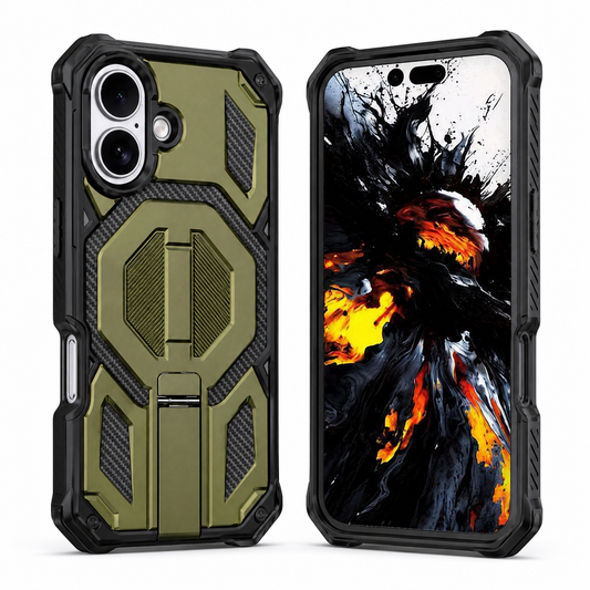 MagSafe Outrider Case for Apple iPhone 17 Green with rugged phone cover, kickstand case, and raised camera protection