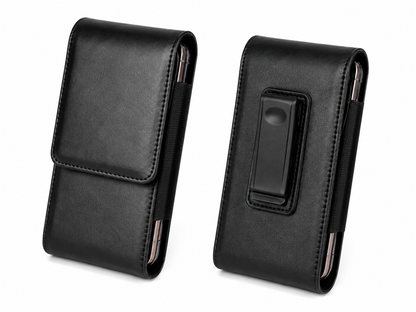 Black Belt Vertical Phone Holster Belt Pouch for Apple iPhone 17 Pro Max – S616V Metal Clip