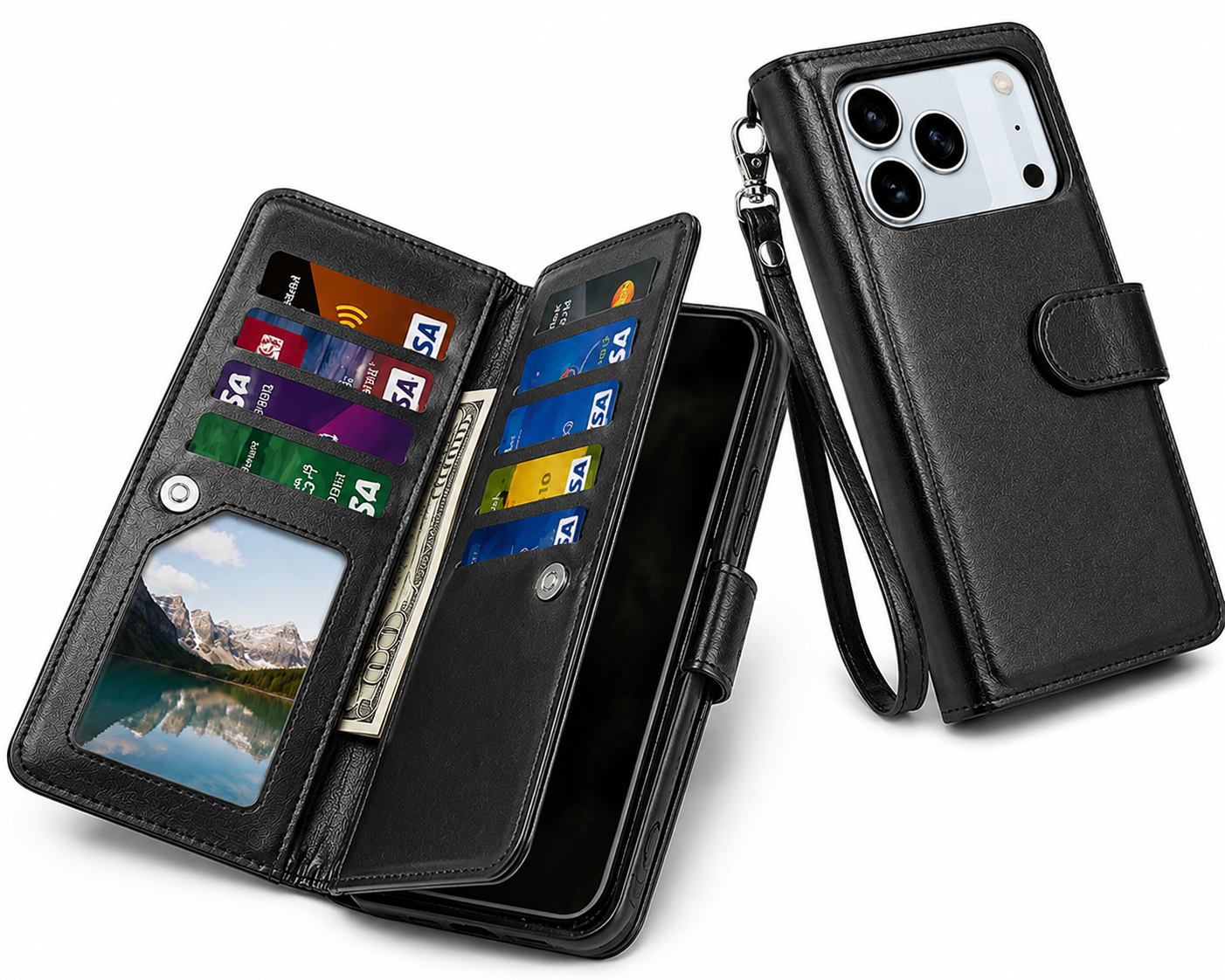 Apple iPhone 17 Pro Max Bifold Wallet Case, Protective Mobile Cover, Wireless Charging Compatible Case