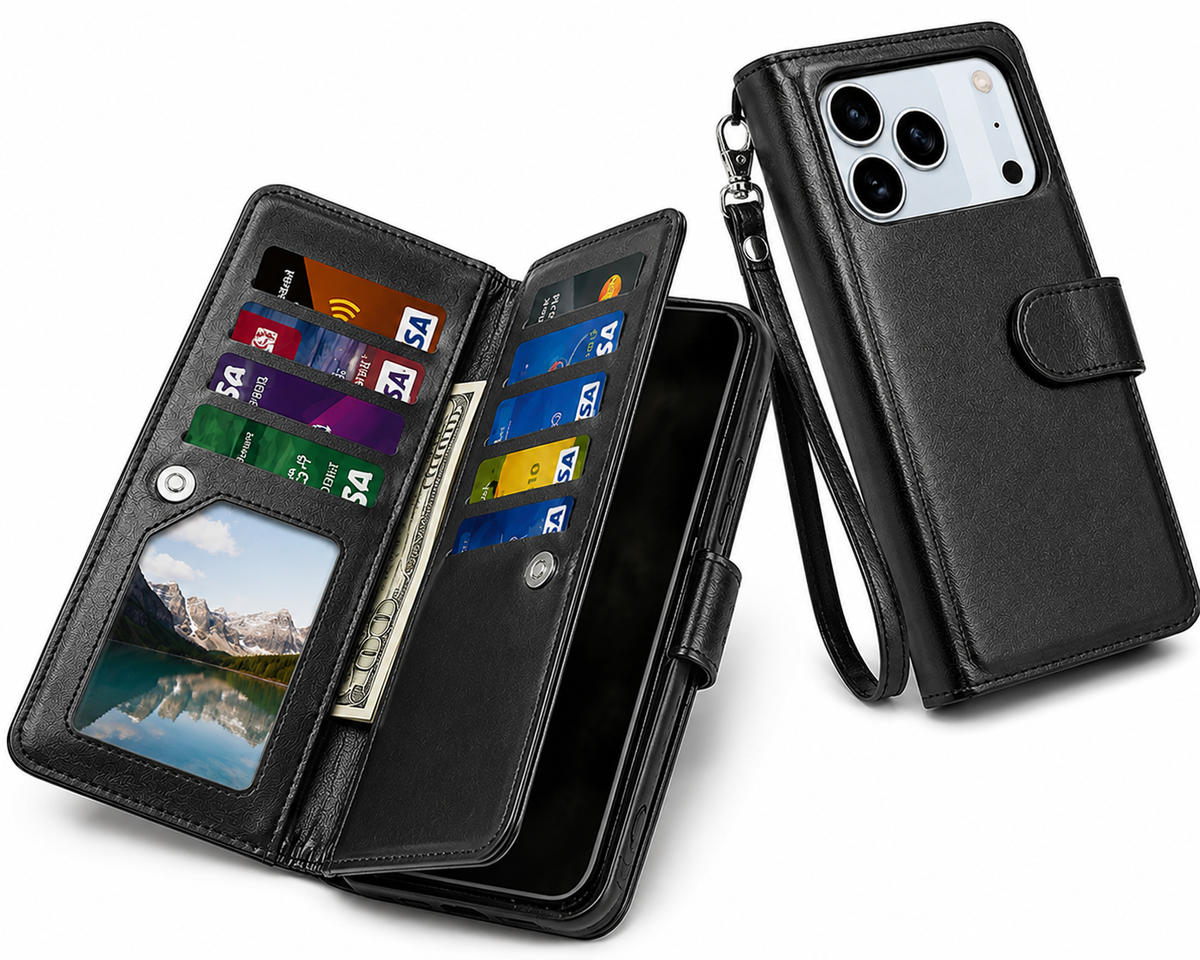 Apple iPhone 18 Pro Max Bifold Wallet Case, Protective Mobile Cover, Wireless Charging Compatible Case