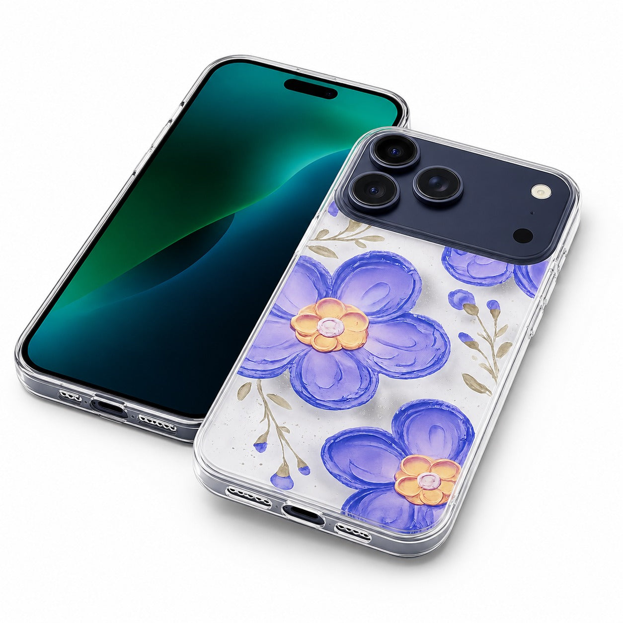 Designer floral phone case for Apple iPhone 17 Pro Max shockproof transparent mobile cover