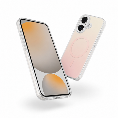Transparent Pink Gradient MagSafe Case Apple iPhone 16, Clear Phone Case, Protective Smartphone Case, MagSafe Compatible Case, Premium Phone Cover