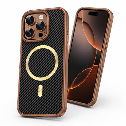 Brown carbon style iPhone 12 MagSafe protective phone cover