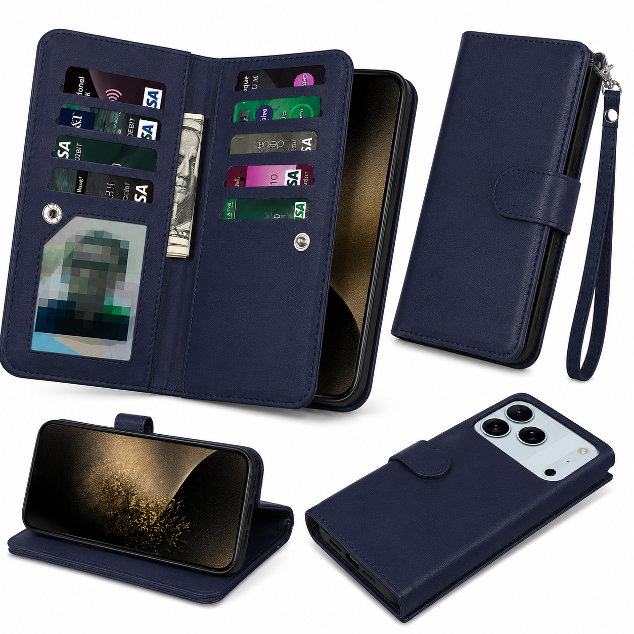 Detachable Wallet Case for Apple iPhone 17 Pro, Wireless Charging Compatible Case, Protective Smartphone Case