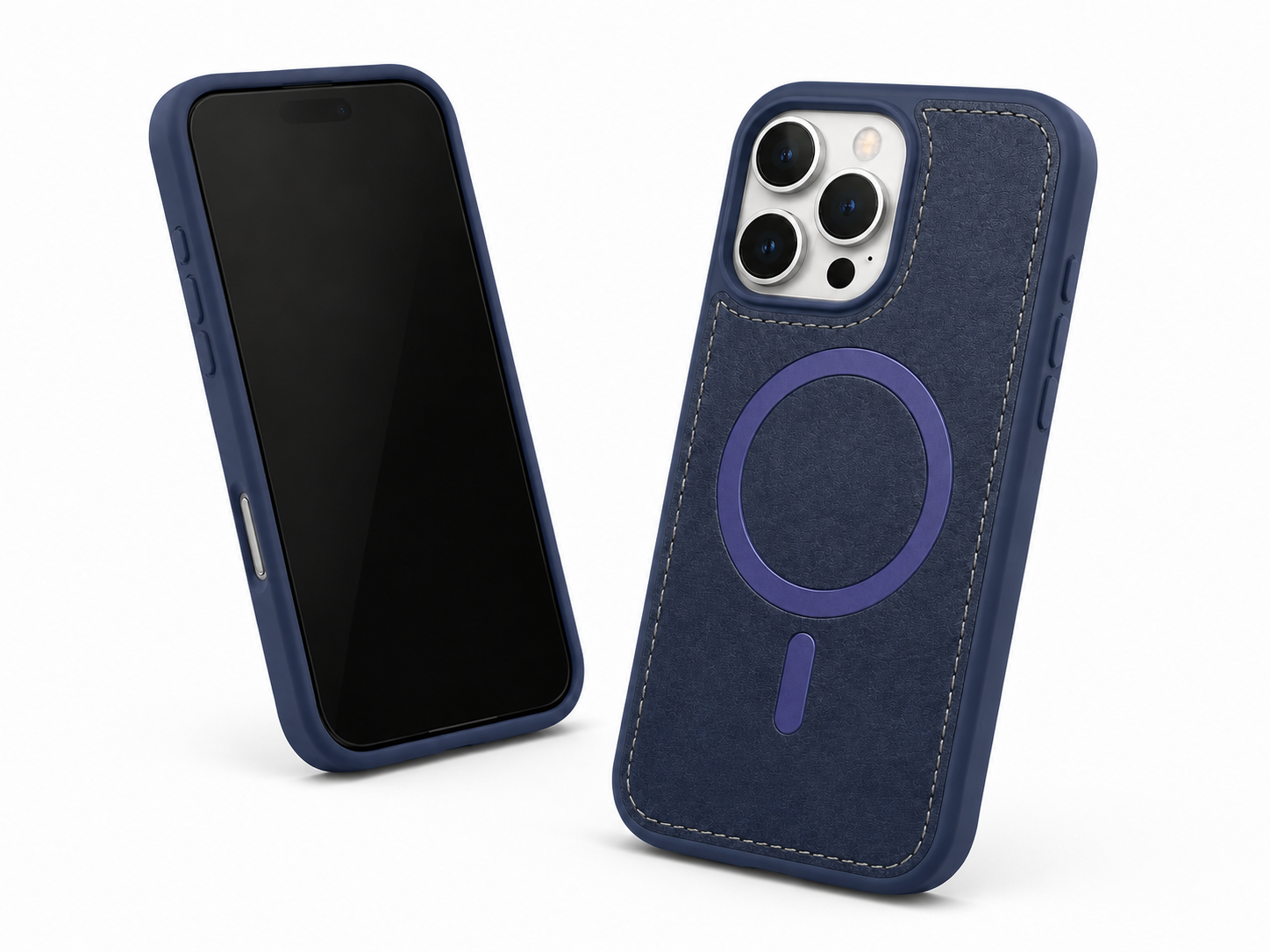 Designer blue mobile cover with raised camera protection for iPhone 12