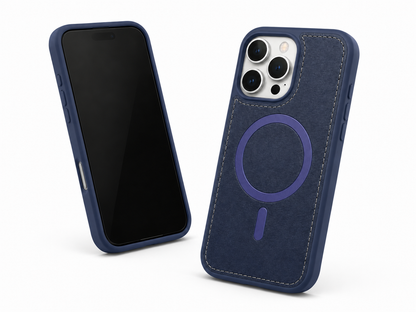 Designer blue mobile cover with raised camera protection for iPhone 12