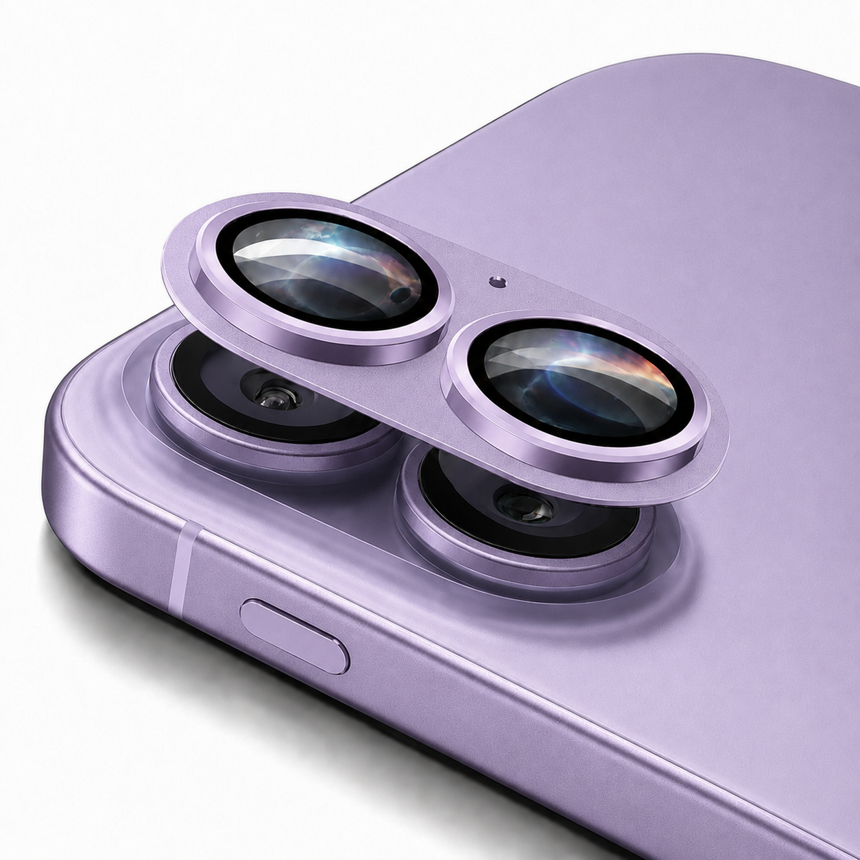 iPhone 17 camera lens guard light purple close-up