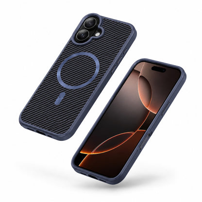 Blue MagSafe Carbon Elite Case, Apple iPhone 17 Case, Carbon Fiber Phone Cover, Shockproof Protective Case
