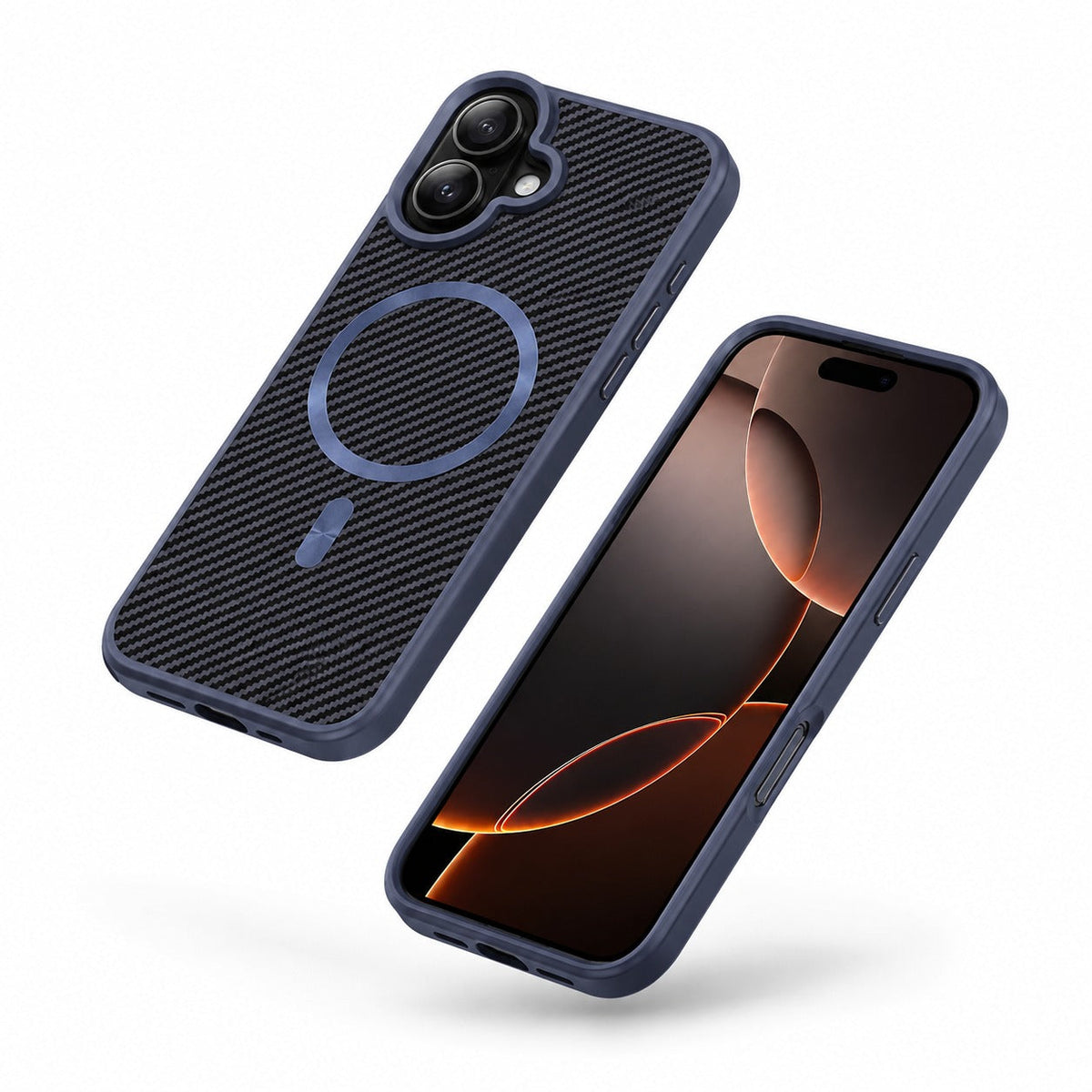 Blue MagSafe Carbon Elite Case, Apple iPhone 16 Case, Carbon Fiber Phone Cover, Shockproof Protective Case
