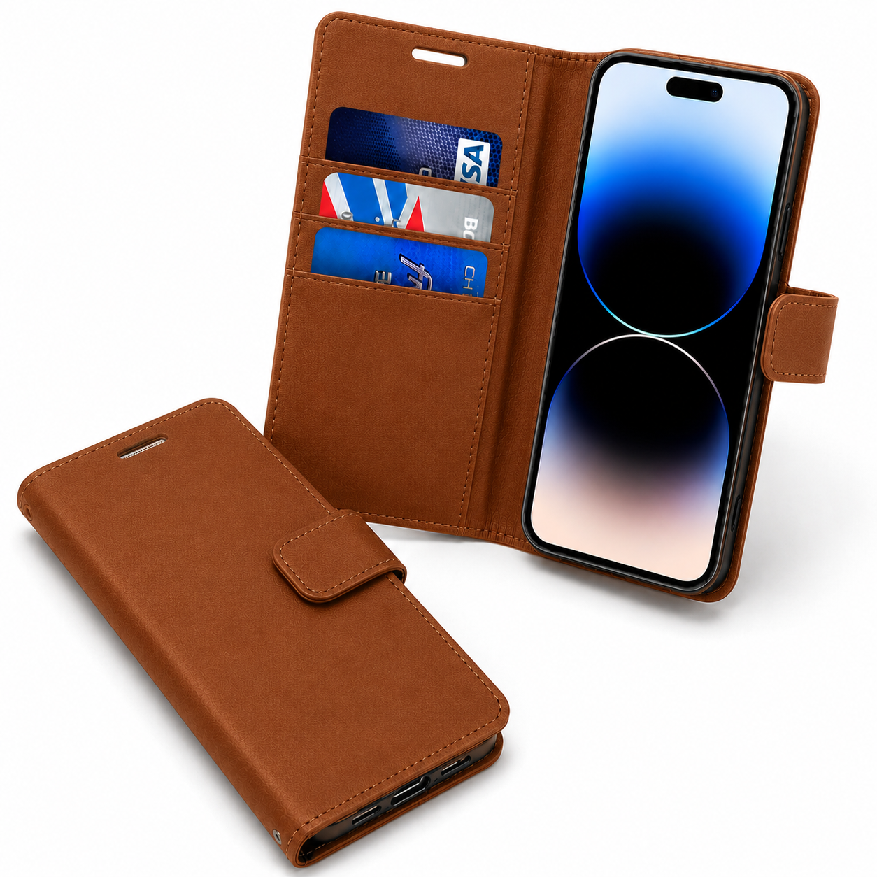 Brown Leather iPhone 17 Pro Max Case Goospery Diary Wallet Cover with Magnetic Closure