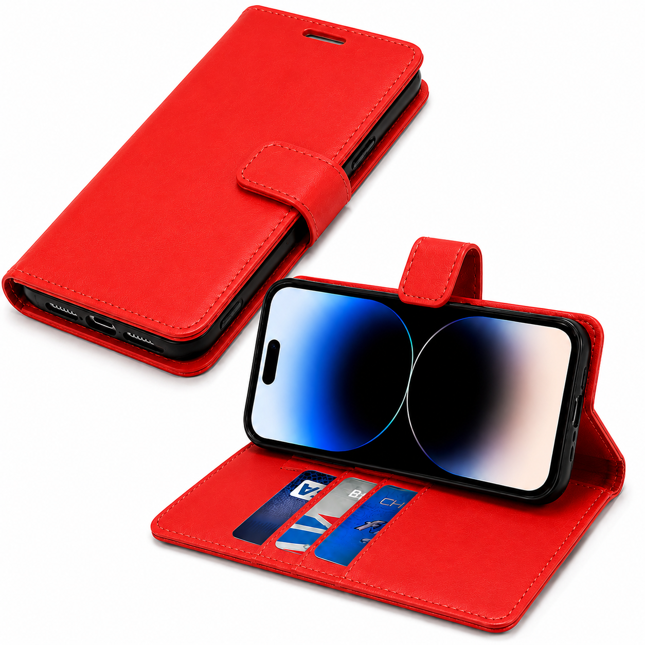 Goospery BlueMoon Diary Case Red Wallet Cover for Apple iPhone 17 Pro Max with Card Holder