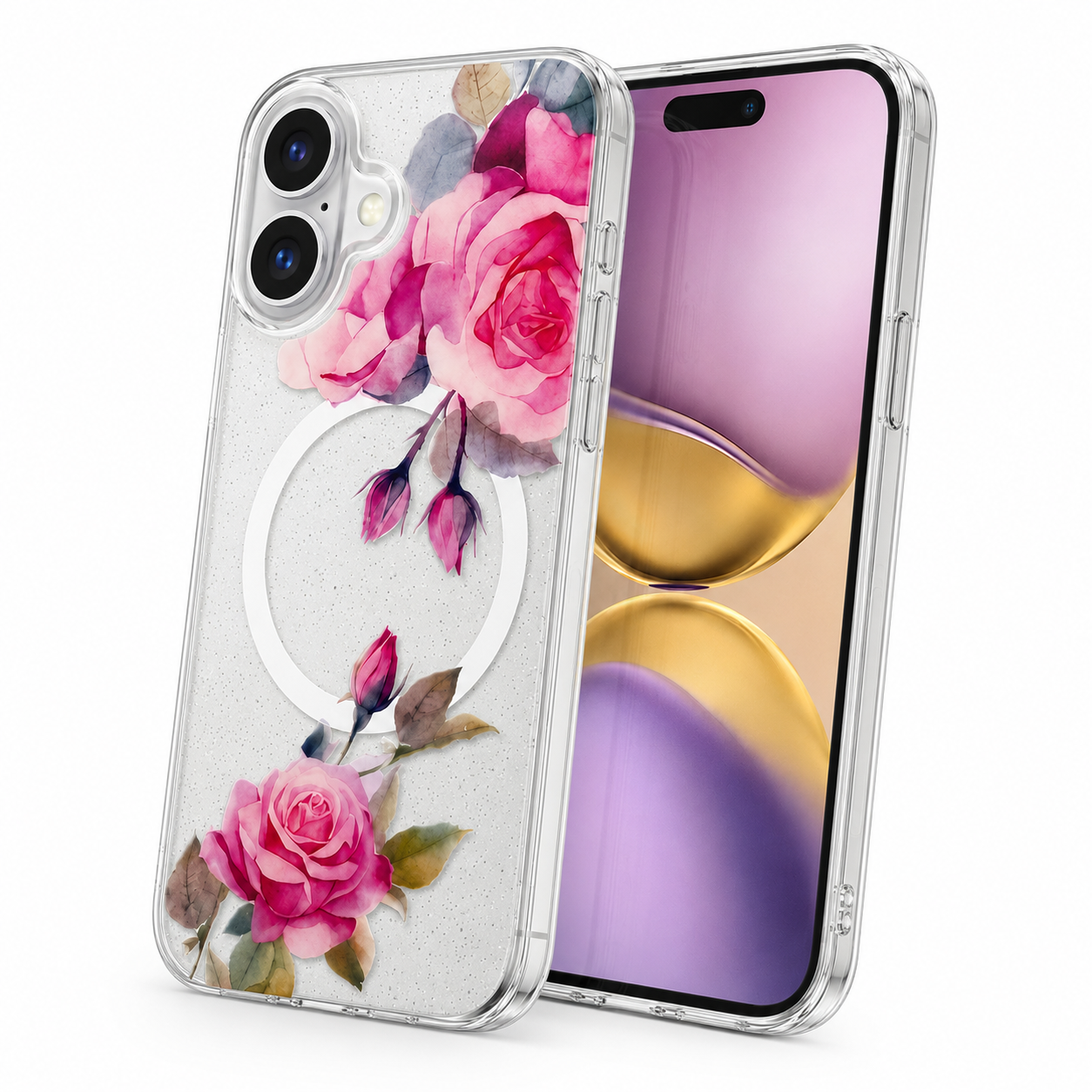 Transparent Floral Mobile Case Apple iPhone 16 Durable MagSafe Phone Cover