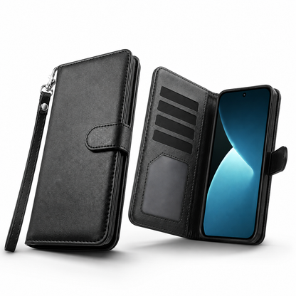 Detachable bifold card holder case for iPhone 17 in black