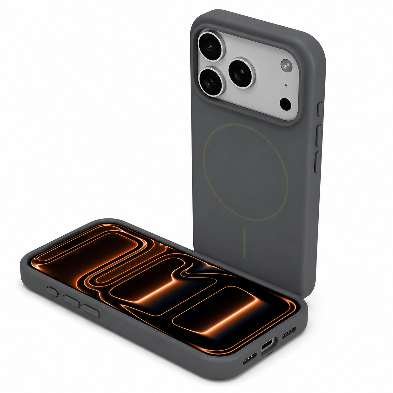 Grey MagSafe Silicone Protective Case for Apple iPhone 17 Pro Shockproof Phone Cover