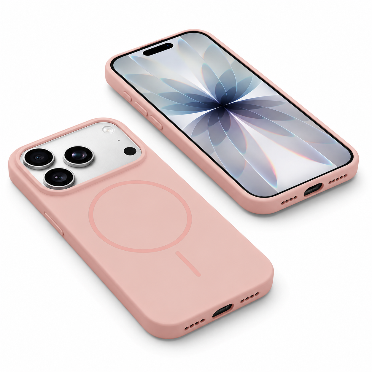 Premium Rose Gold Magnetic Silicone Phone Cover for Apple iPhone 17 Pro