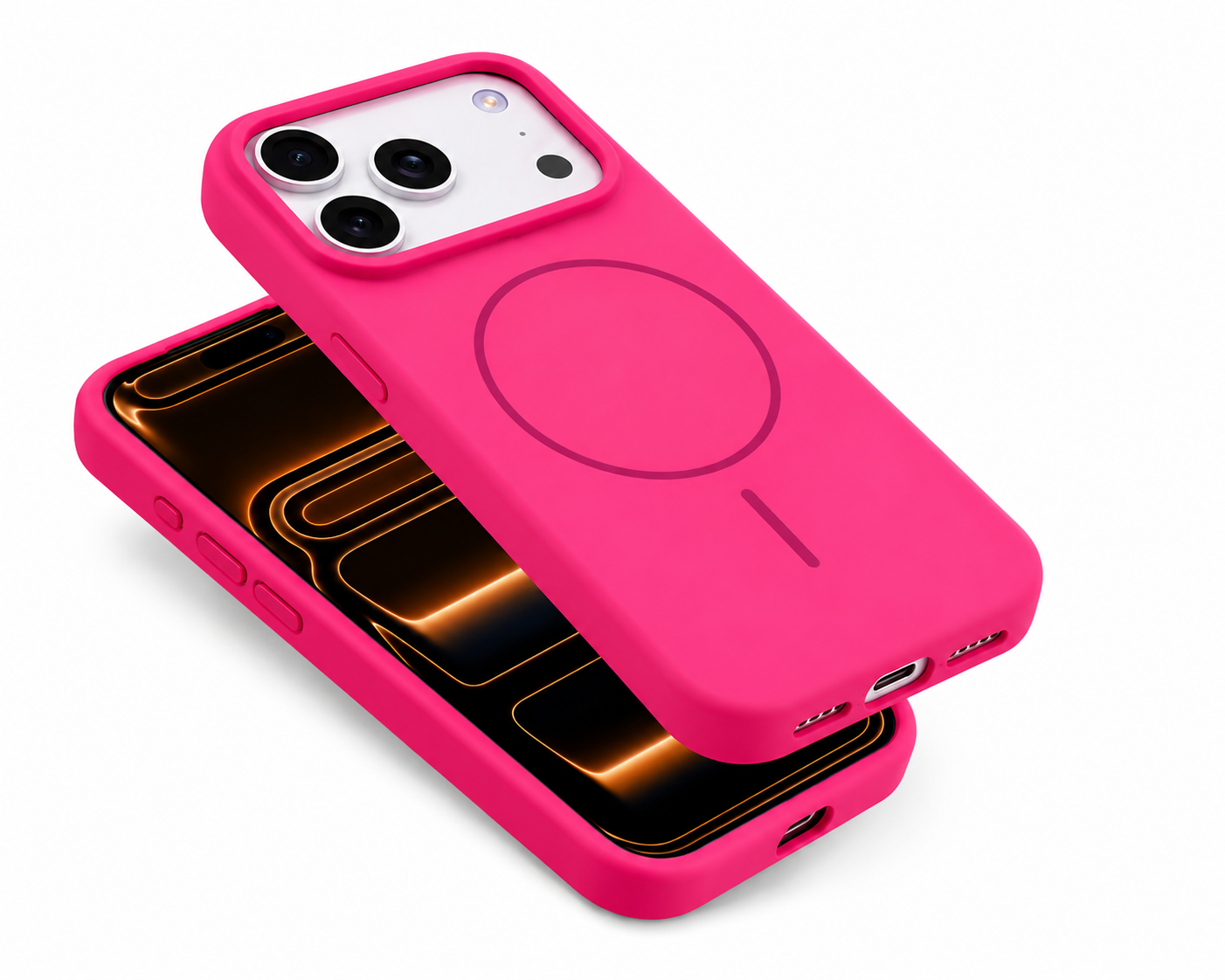 Premium Hot Pink Silicone Phone Cover for Apple iPhone 17 Pro Max MagSafe Case