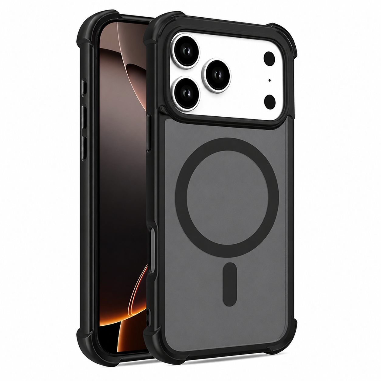 Durable Impact Resistant Black Phone Case for iPhone 17 Pro