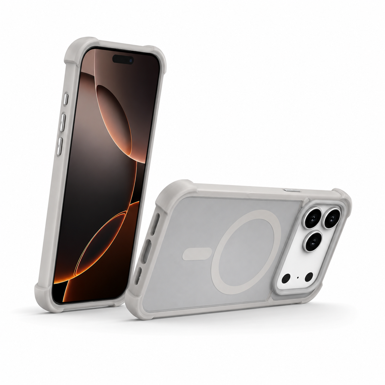 Durable Grey Protective Phone Case Wireless Charging Compatible Cover