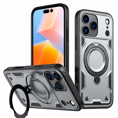 Grey iPhone 17 Pro Max Case, MagSafe Phone Case, Shockproof Protective Cover, Sparta Ring Magnetic Case