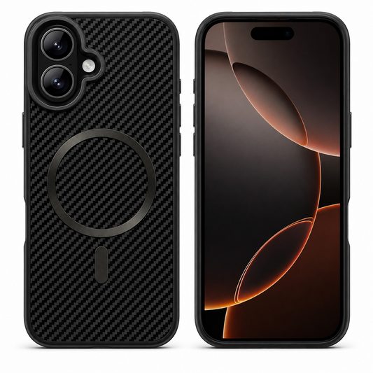 Premium Carbon Elite Case, Protective Smartphone Case, Drop Protection Phone Cover, Luxury Black iPhone 17 Case
