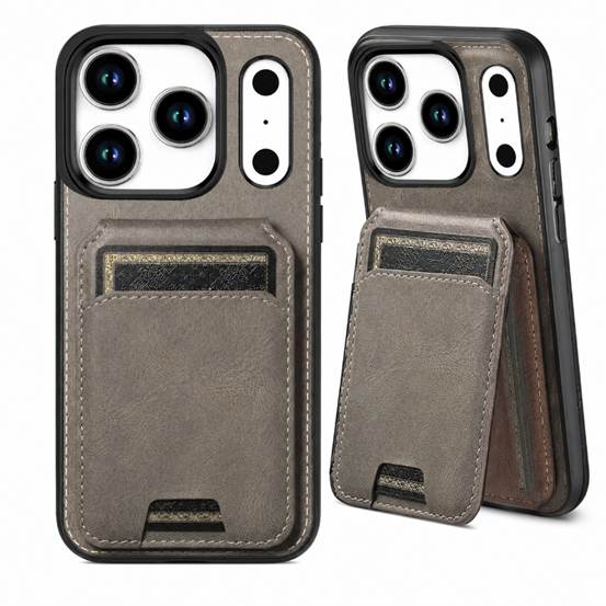 Apple iPhone 18 Pro Max Grey Wallet Cover, Protective Phone Case, Magnetic Case