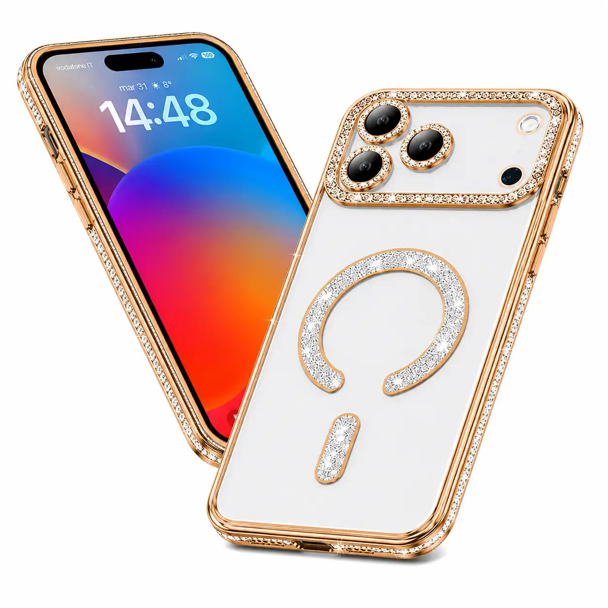 Designer Gold Glitter Protective Phone Case for Apple iPhone 17 Pro Luxury Shockproof Mobile Cover