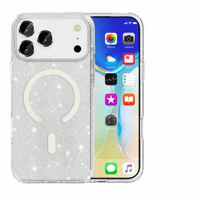 Crystal Clear Sparkle MagSafe Case for Apple iPhone 17 Pro Max Shockproof Phone Cover