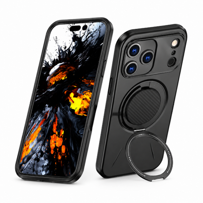 Premium Protective Smartphone Case Black MagSafe Compatible iPhone 17 Pro Max Phone Cover with Ring Stand