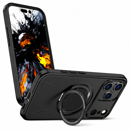 Shockproof Mobile Cover Black Forge Ring MagSafe Case for Apple iPhone 17 Pro