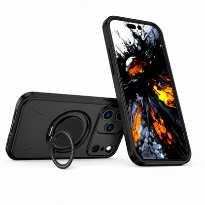 iPhone 17 Pro Max Protective Case Black MagSafe Cover with Built-In Ring Grip and Drop Protection