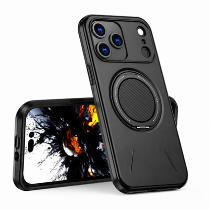 Black MagSafe Phone Case for Apple iPhone 17 Pro Max with Forge Ring Holder and Shockproof Protection
