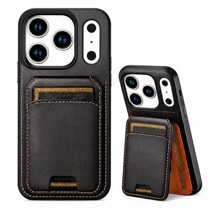 Black Apple iPhone 18 Pro Max Wallet Case, MagSafe Phone Case, Shockproof Protective Cover