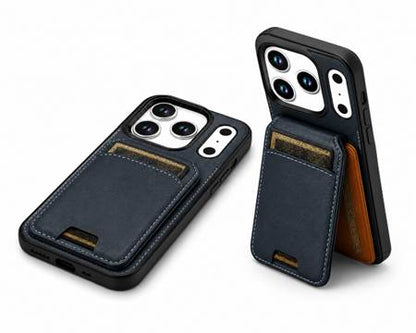 Shockproof MagSafe Wallet Case Apple iPhone 17 Pro Max Protective Case Luxury Mobile Cover Navy
