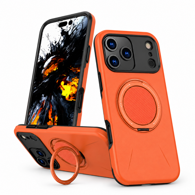 Orange MagSafe Case for Apple iPhone 17 Pro Max – Shockproof Phone Case with Forge Ring Design