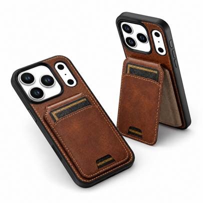 Luxury Brown Mobile Cover for Apple iPhone 18 Pro Max with Wallet Design