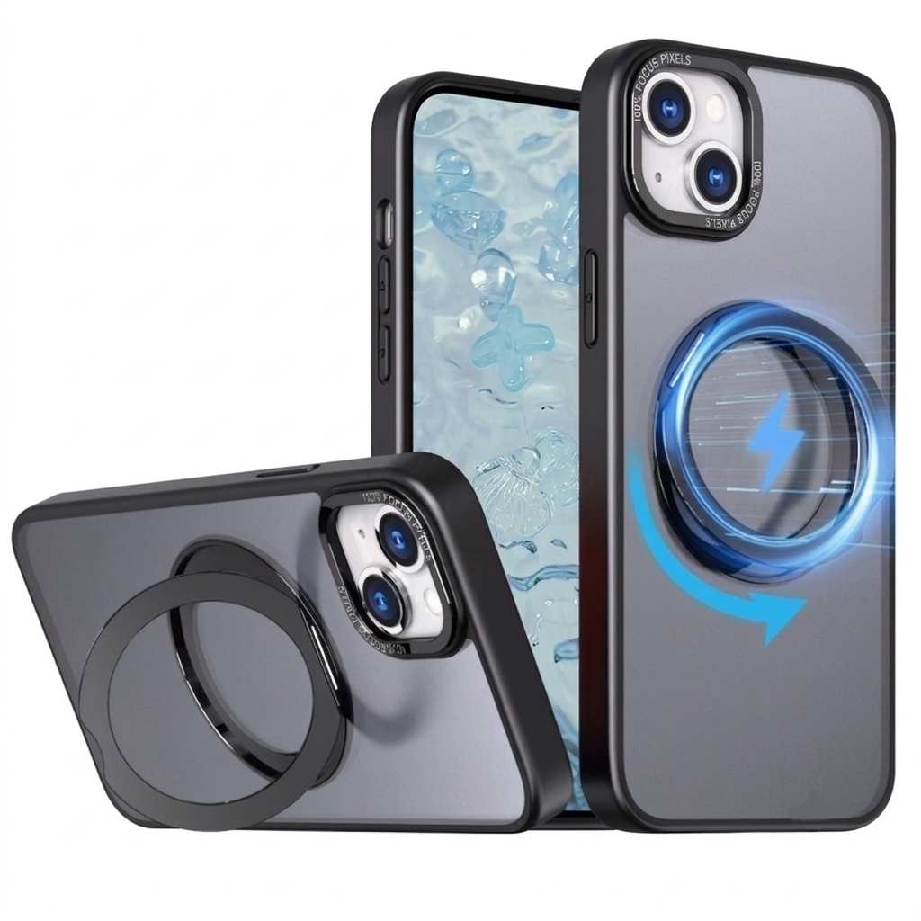 MagSafe Tilt Ring Stand Case for Apple iPhone 15 - Black