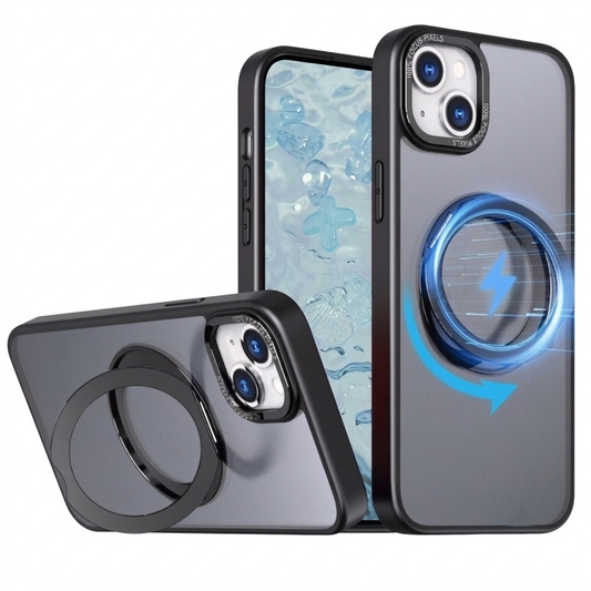 MagSafe Tilt Ring Stand Case for Apple iPhone 15 - Black