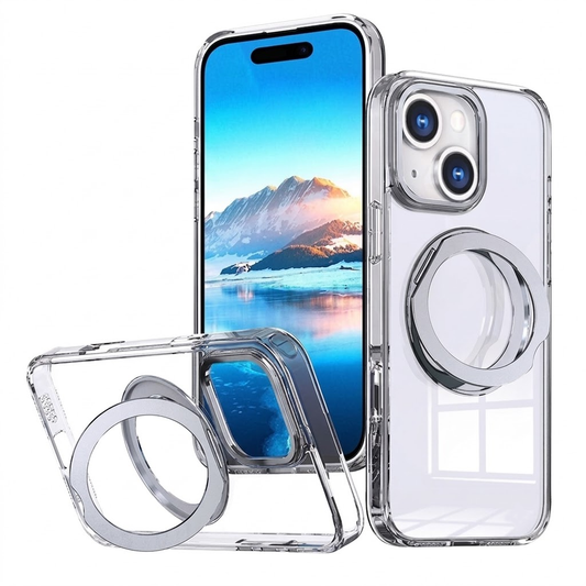 MagSafe Tilt Ring Stand Case for Apple iPhone 15 - Silver