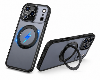 Impact Resistant Black Smartphone Case for iPhone 17 Pro Max with Stand Feature