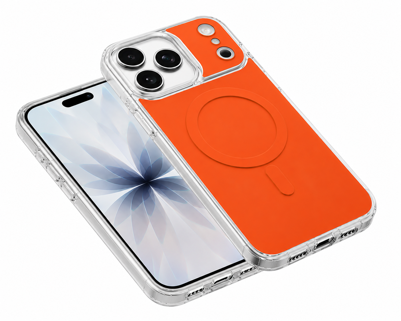 Orange MagSafe Phone Case for Apple iPhone 17 Pro Max Transparent Back Cover