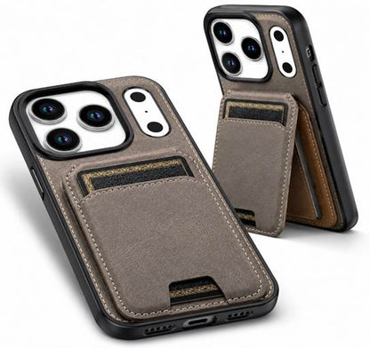 Military Grade Grey Wallet Case, Designer Phone Case, Protective Smartphone Case, MagSafe Compatible Cover