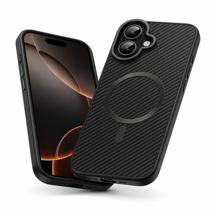 Black MagSafe Carbon Elite Case, Apple iPhone 17 Case, Carbon Fiber Phone Cover, Shockproof Protective Case