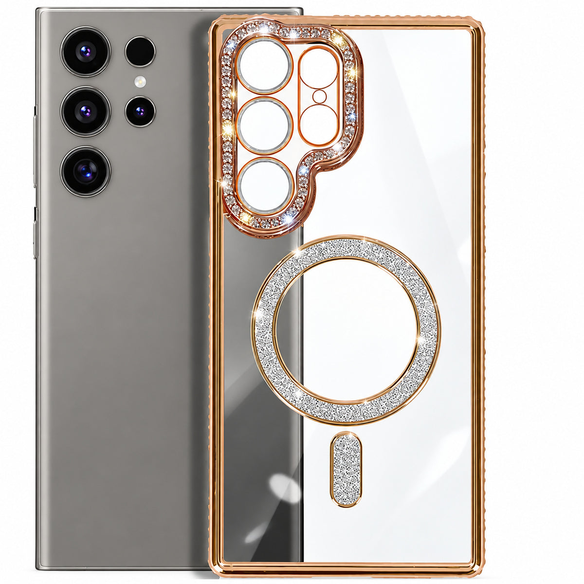 Glitter Electroplated MagSafe Case for Samsung Galaxy S26 Ultra - Rose Gold