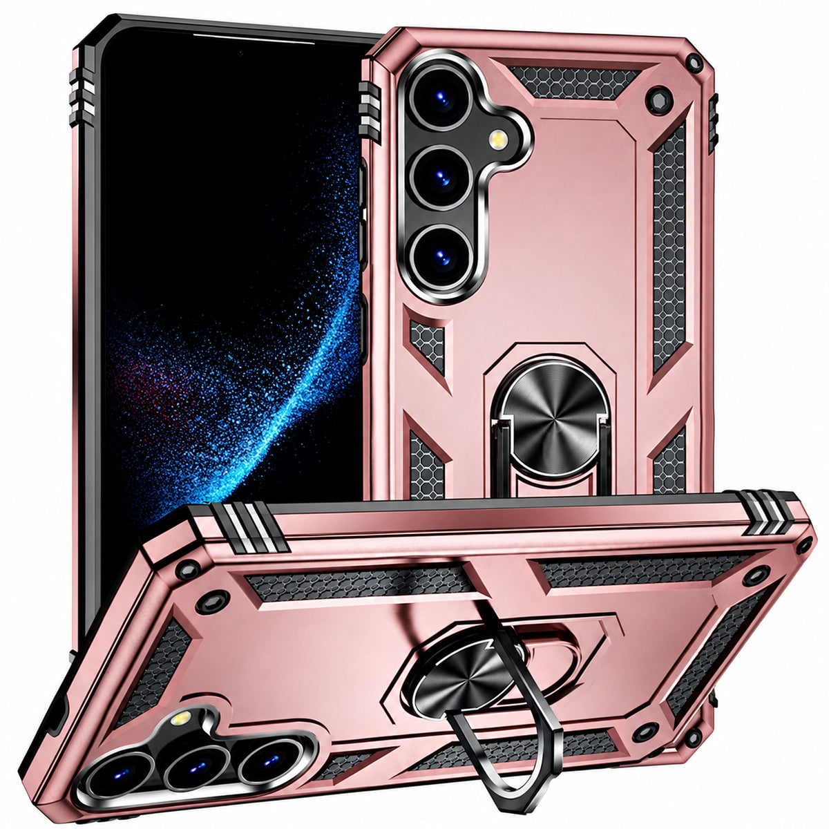 Anti-Drop Hybrid Case for Samsung Galaxy S25 Plus - Rose Gold